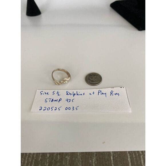 HD# Dolphins at Play Sterling 925 Silver Ring Sz 5 1/2 - Picture 4 of 6